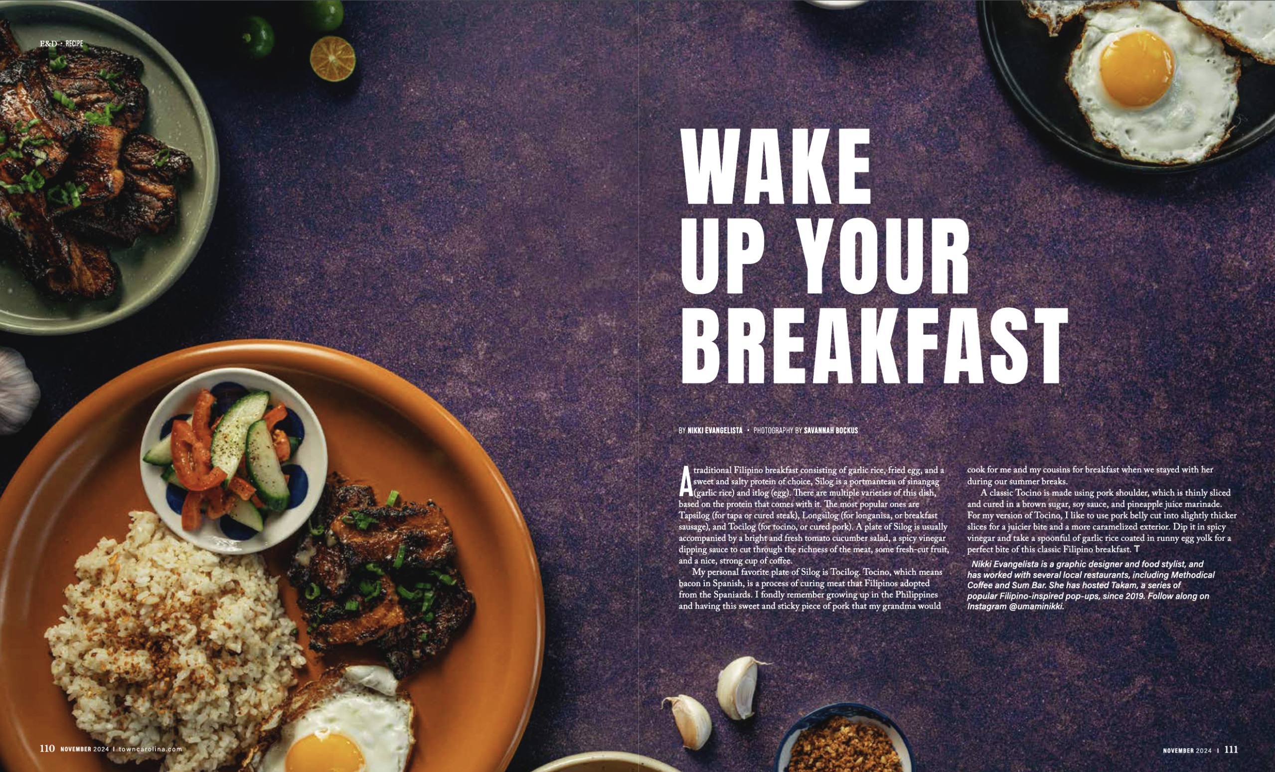 Commercial photograph of food being used in a magazine wrapped around text in Greenville, SC